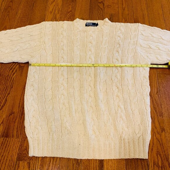 Vintage Polo Ralph Lauren Linen Blend Chunky Cable Knit Sweater Size Large Ivory - Picture 10 of 15